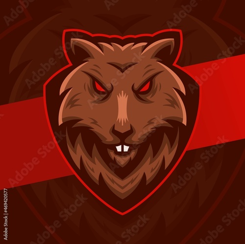 aggressive angry Rat character mascot esport logo design for game and sport