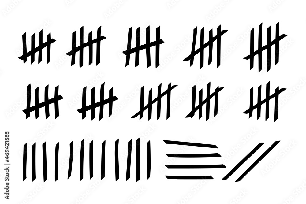 Stockvector Tally marks to count days in prison. Tally marks for math