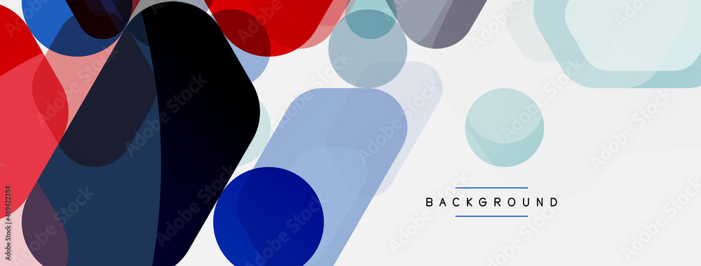 Color bubbles and rounded geometric shapes on white. Vector geometric minimal abstract background for wallpaper, banner, background, landing page Color bubbles and rounded geometric shapes on white. Vector geometric minimal abstract background for wallpaper, banner, background, landing page