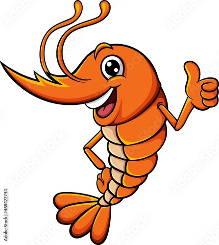 Cute shrimp cartoon giving thumb up
