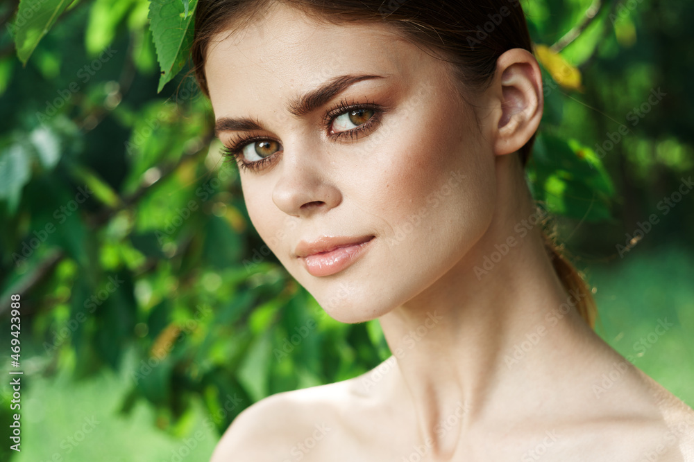 pretty woman makeup spa nature fresh air close-up
