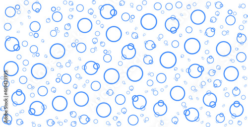 water drops. water bubble. blue circles border seamless pattern
