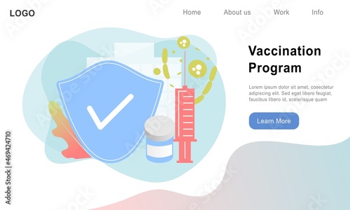 Vaccination, time to vaccinate and immunization campaign. Health care, medical treatment and protection from virus, illness and disease. Flat vector illustration for web template, banner, infographics