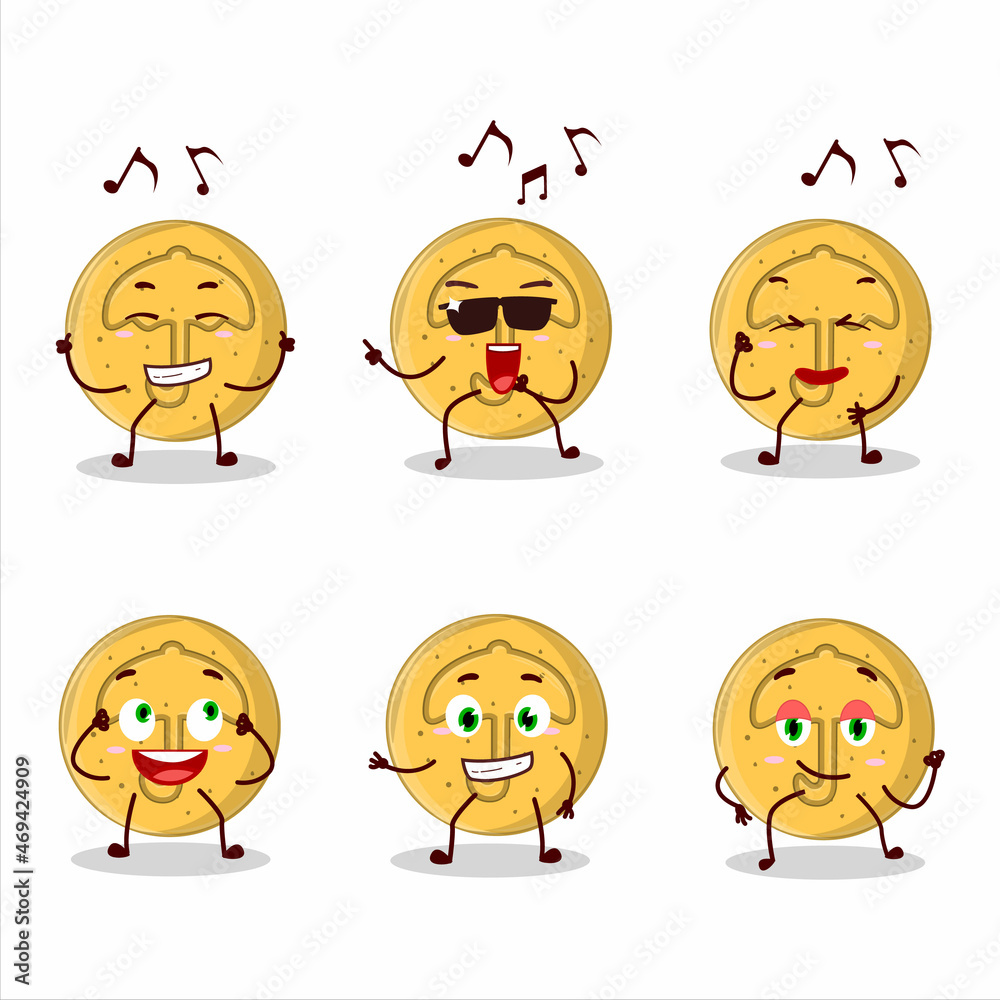 An image of dalgona candy umbrella dancer cartoon character enjoying the music An image of dalgona candy umbrella dancer cartoon character enjoying the music