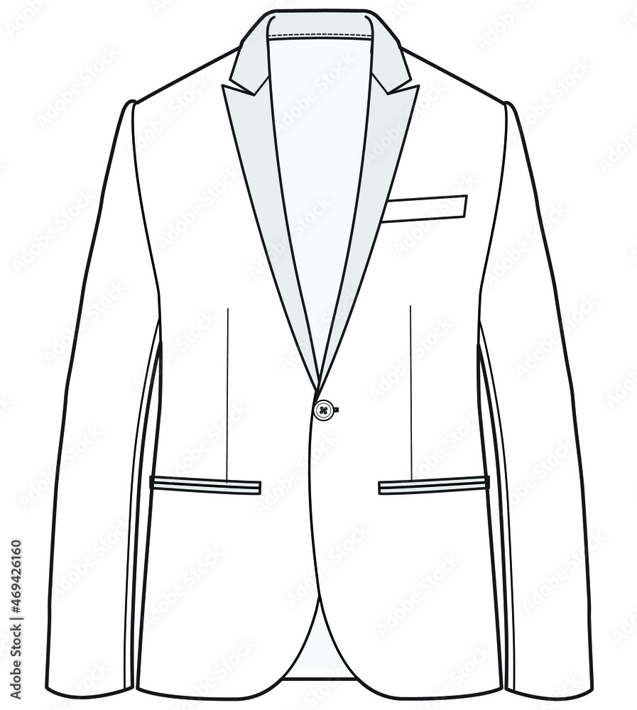 Premium Vector  Denim biker jacket mens front and back flat sketch  technical drawing vector illustration template