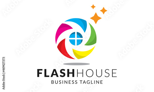 Flash House Colorful Photography Logo Design Vector Icon Symbol Illustration. Free Download Flash House Colorful Photography Logo Design Vector Icon Symbol Illustration. - GFXLoad