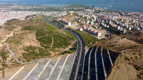 Wallpaper Mural Modern city aerial view.izmir Turkey. High quality 4k footage Torontodigital.ca