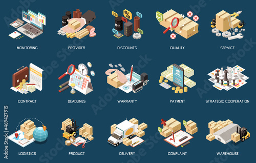 Procurement Management Isometric Set