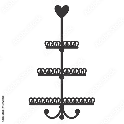 Stand cake in flat icon style. Empty tray for fruit and desserts. Vector illustration.