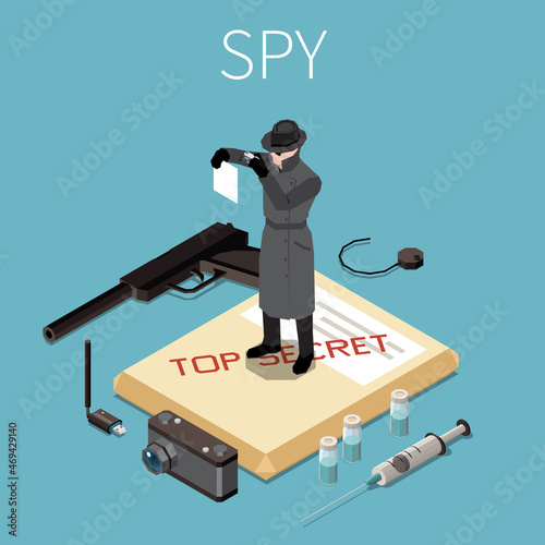 Spy Isometric Illustration