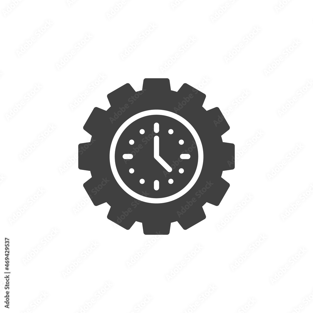 Clock and gear vector icon Clock and gear vector icon