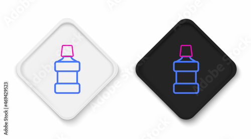 Line Mouthwash plastic bottle icon isolated on white background. Liquid for rinsing mouth. Oralcare equipment. Colorful outline concept. Vector