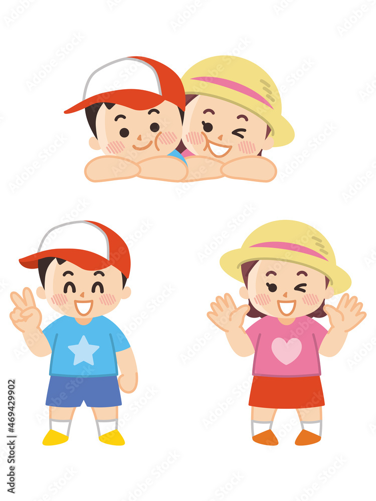 夏服を着た男の子と女の子 夏 夏服を着た男の子と女の子 夏