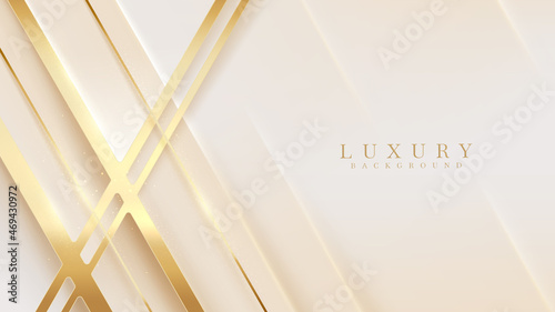 Elegant diagonal gold lines on cream background with glitter effect elements.