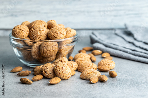 Amaretti biscuits. Sweet italian almond cookies. photo