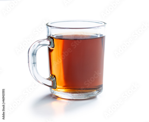 Tea in glass cup.