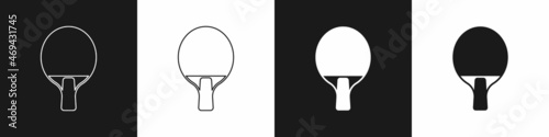 Set Racket for playing table tennis icon isolated on black and white background. Vector