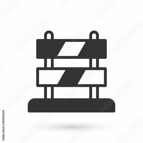 Grey End of railway tracks icon isolated on white background. Stop sign. Railroad buffer end to destination. Vector