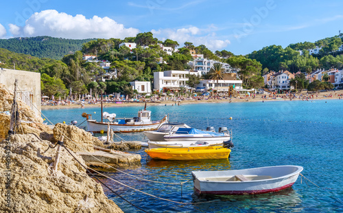 Landscape view Cala Vadella, Ibiza islands, Spain photo