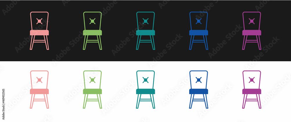 Set Chair icon isolated on black and white background. Vector Set Chair icon isolated on black and white background. Vector