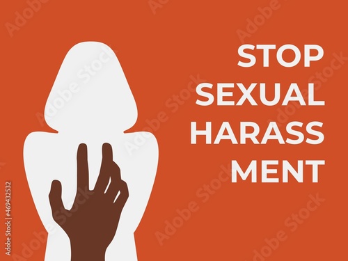 Women abuse, against violence and harassment concept illustration. Woman and Hand Silhouette Symbol