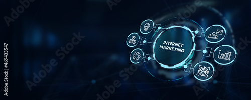 Internet marketing digital online advertising automation. Business, Technology, Internet and network concept.3d illustration