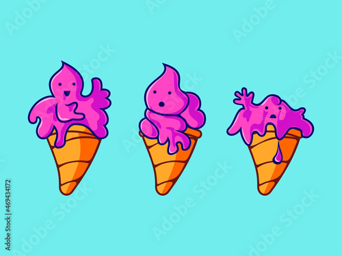 cute melting ice cream illustration