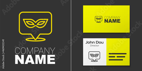 Logotype line Carnival mask icon isolated on grey background. Masquerade party mask. Logo design template element. Vector