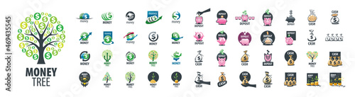 A set of vector coin logos on a white background