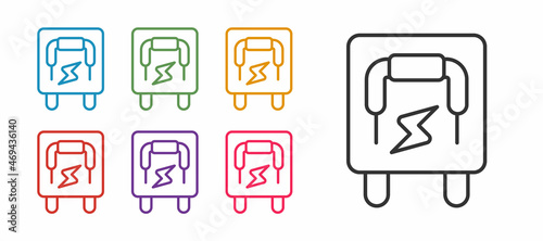 Set line Electrical panel icon isolated on white background. Switch lever. Set icons colorful. Vector