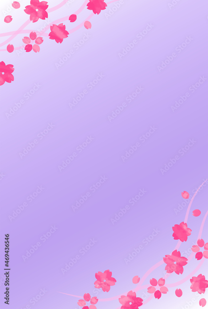 水彩手書きの桜の花のフレームポストカード
