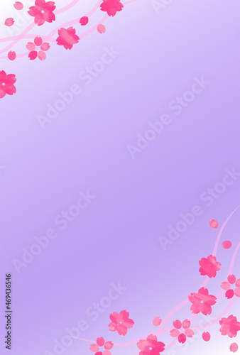 水彩手書きの桜の花のフレームポストカード  © Kimama