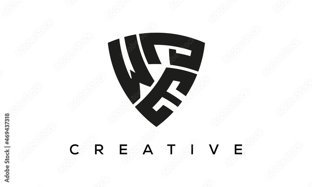 WEJ letters logo, security Shield logo vector - obrazy, fototapety, plakaty 