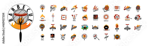 A set of vector Barbecue logos on a white background
