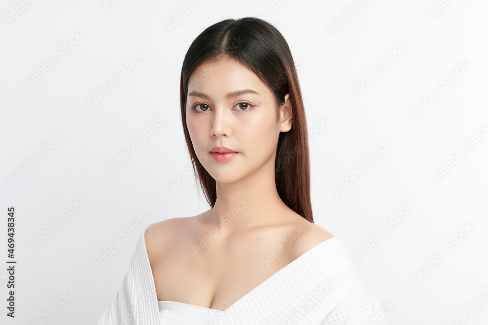 Beautiful young asian woman with clean fresh skin on white background, Face care, Facial treatment, Cosmetology, beauty and spa, Asian women portrait. Beautiful young asian woman with clean fresh skin on white background, Face care, Facial treatment, Cosmetology, beauty and spa, Asian women portrait.