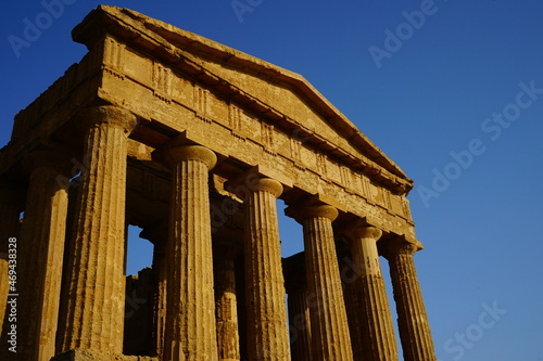 Ancient greek temple ruins in Valle dei Templi Archeological Park, Agrigento, Sicily, Italy photo