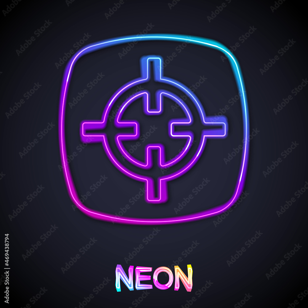 Glowing neon line Target sport icon isolated on black background. Clean target with numbers for shooting range or shooting. Vector Glowing neon line Target sport icon isolated on black background. Clean target with numbers for shooting range or shooting. Vector