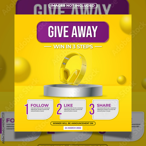Give away contest social media post template