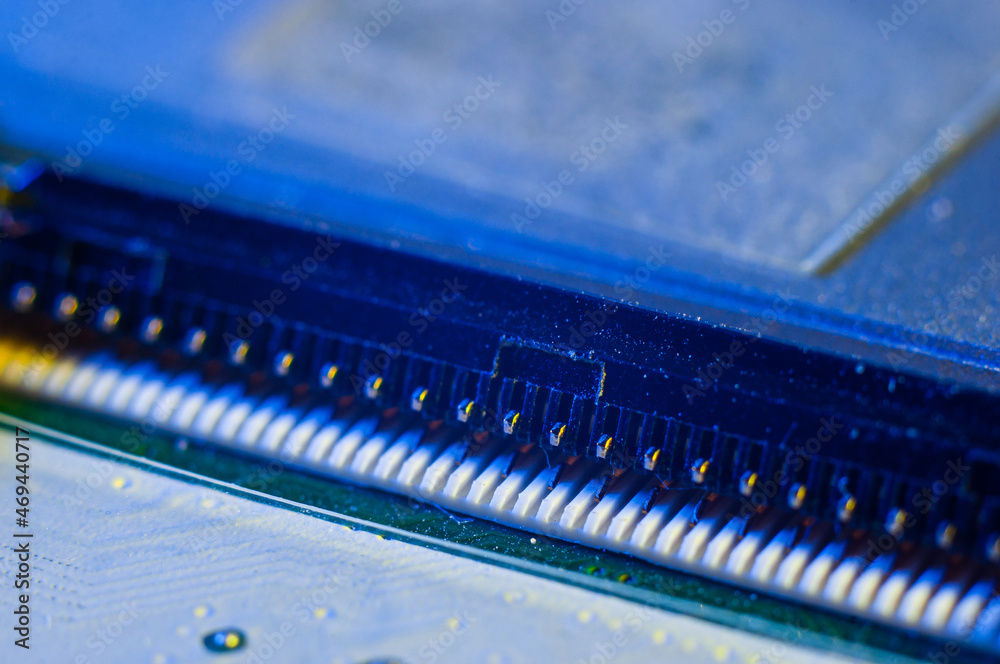 Pins for connecting to a printed circuit board close-up Pins for connecting to a printed circuit board close-up