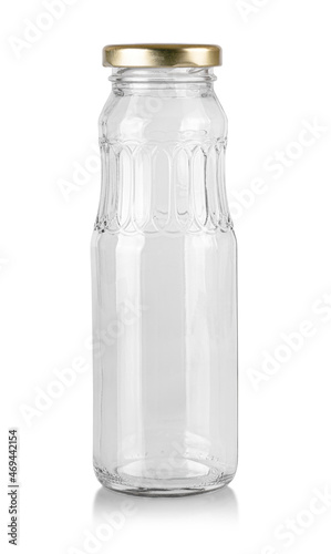 empty glass bottle with metal lid isolated on white background with clipping path