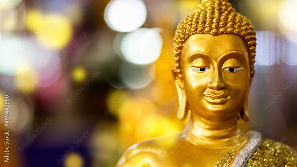 buddha face, Golden Buddha in temple Thailand
