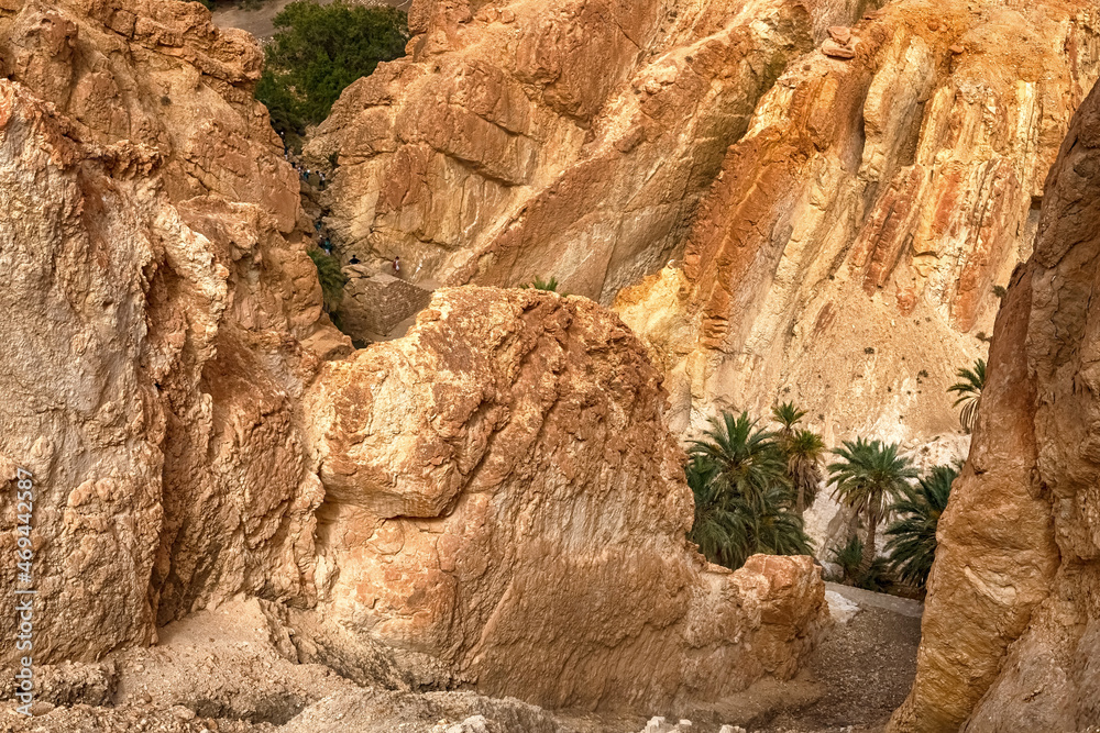 Obraz premium View of the mountain oasis of Shebika, in the middle of the Sahara Desert, Tunisia