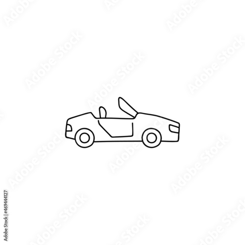 cab, cabrio, cabriolet icon in flat black line style, isolated on white 