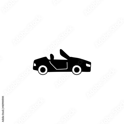 cab, cabrio, cabriolet icon in solid black flat shape glyph icon, isolated on white background  © fahmi