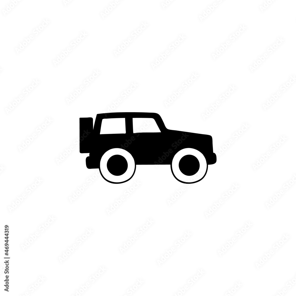 Beach car icon in solid black flat shape glyph icon, isolated on white background Beach car icon in solid black flat shape glyph icon, isolated on white background