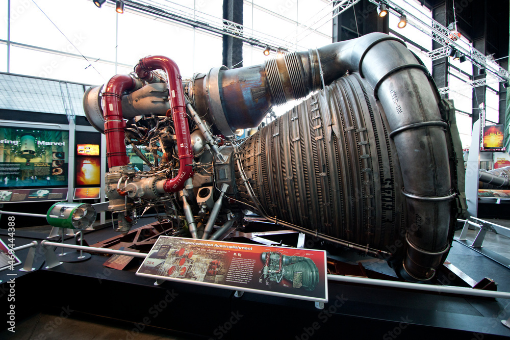 F1 engine of the first stage of the Saturn V at the Saturn V Hall at the Davidson Center for