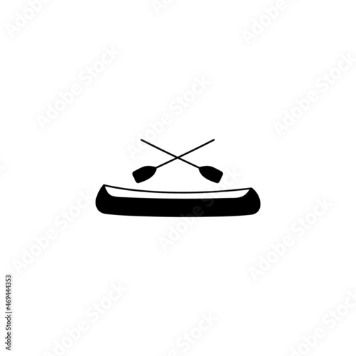 Boat, canoe icon in solid black flat shape glyph icon, isolated on white background 