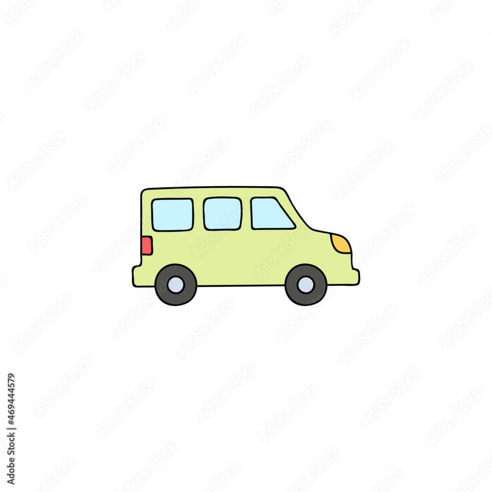 mini Camper car icon, camper van symbol in color icon, isolated on white background 