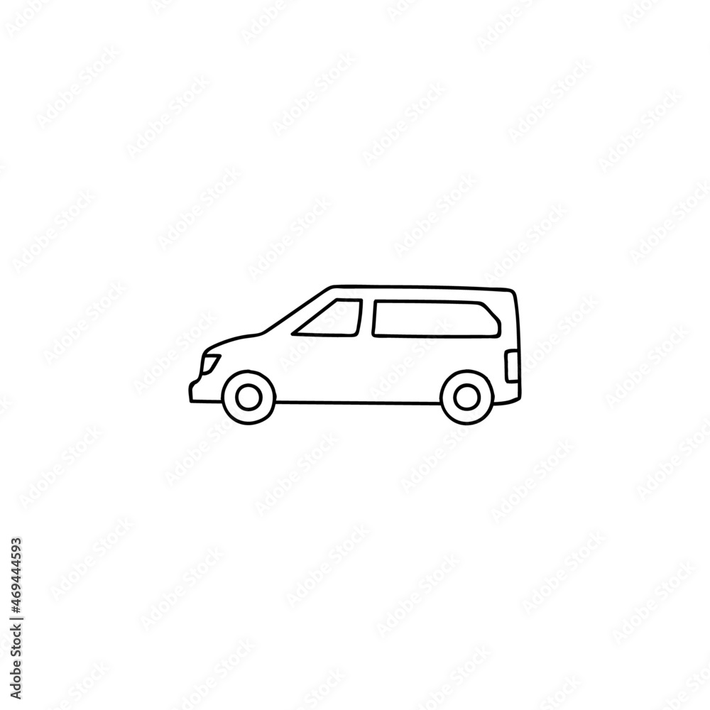 cemetery car icon. funeral, grave car symbol in flat black line style, isolated on white 