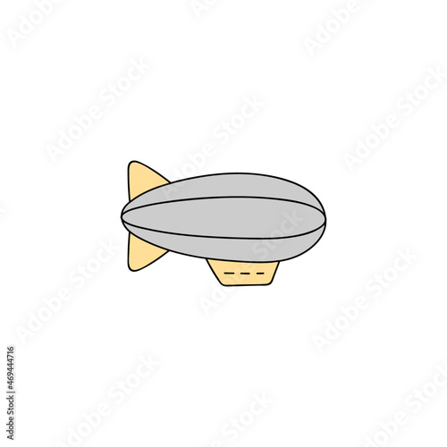 blimp icon, vintage zeppelin symbol in color icon, isolated on white background 